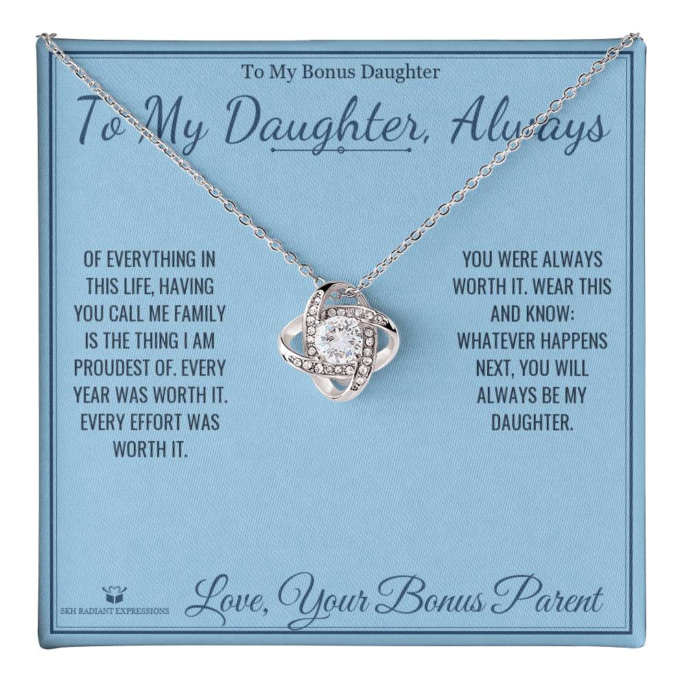 To My Daughter, Always - Love Knot Necklace for Stepdaughter