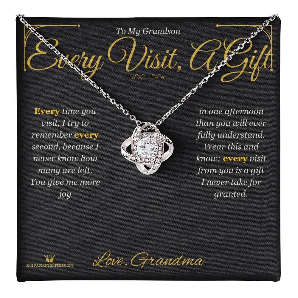 Every Visit, A Gift - Love Knot Necklace for Grandson