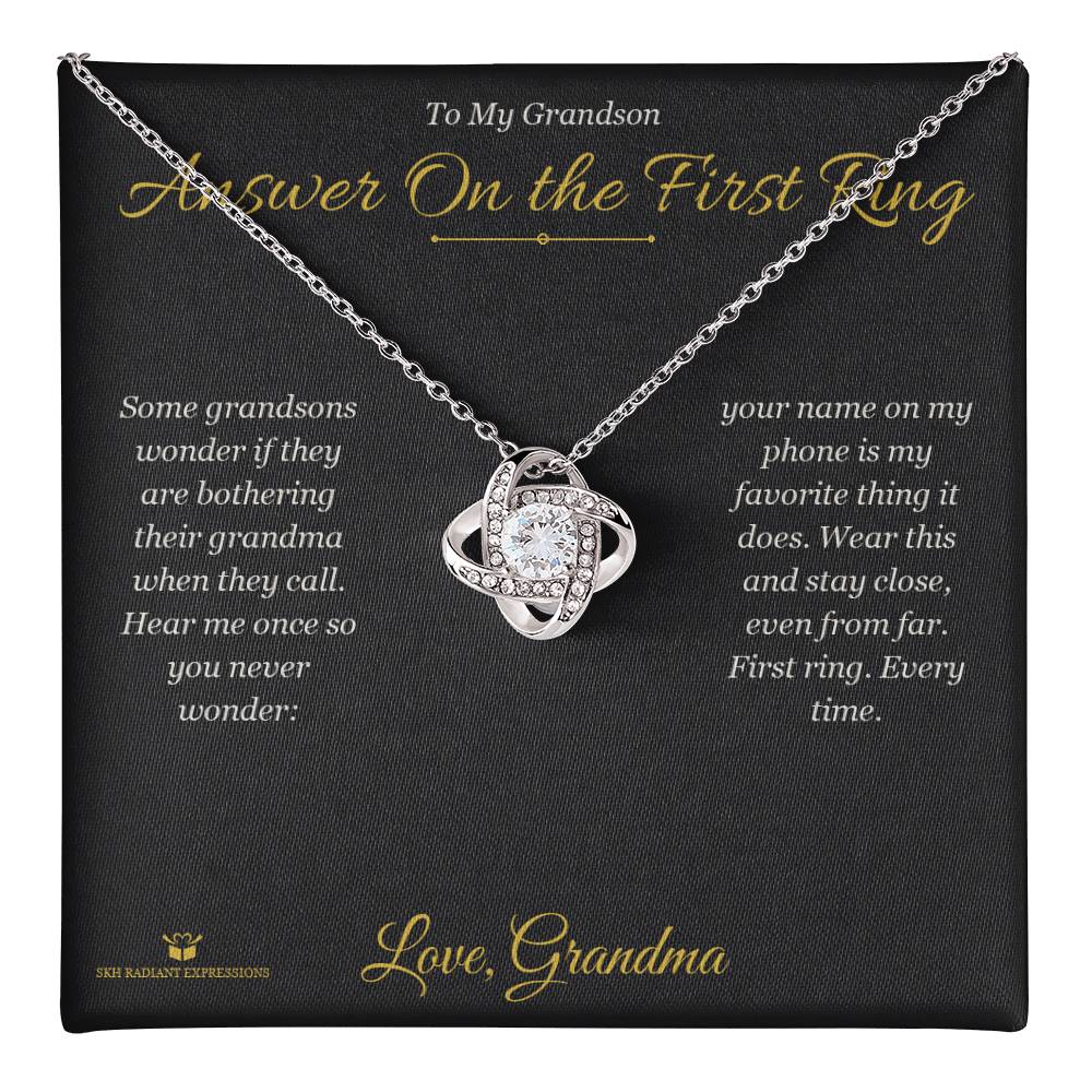 Answer On the First Ring - Love Knot Necklace for Grandson