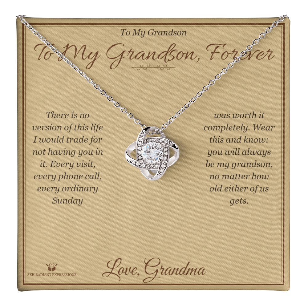 To My Grandson, Forever - Love Knot Necklace for Grandson