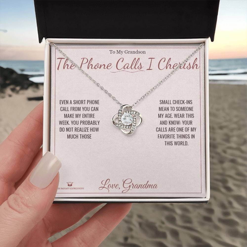 The Phone Calls I Cherish - Love Knot Necklace for Grandson