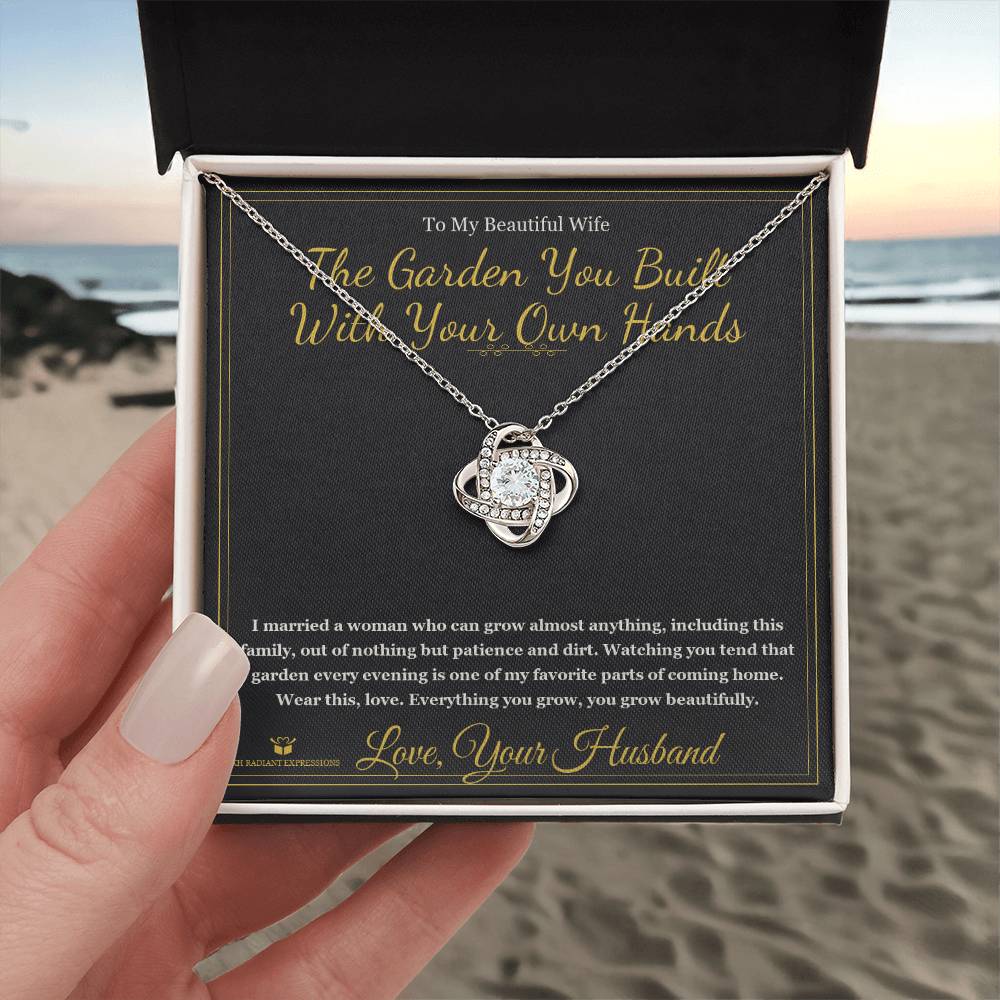 The Garden You Built With Your Own Hands - Love Knot Necklace with Red Rose Box for Wife