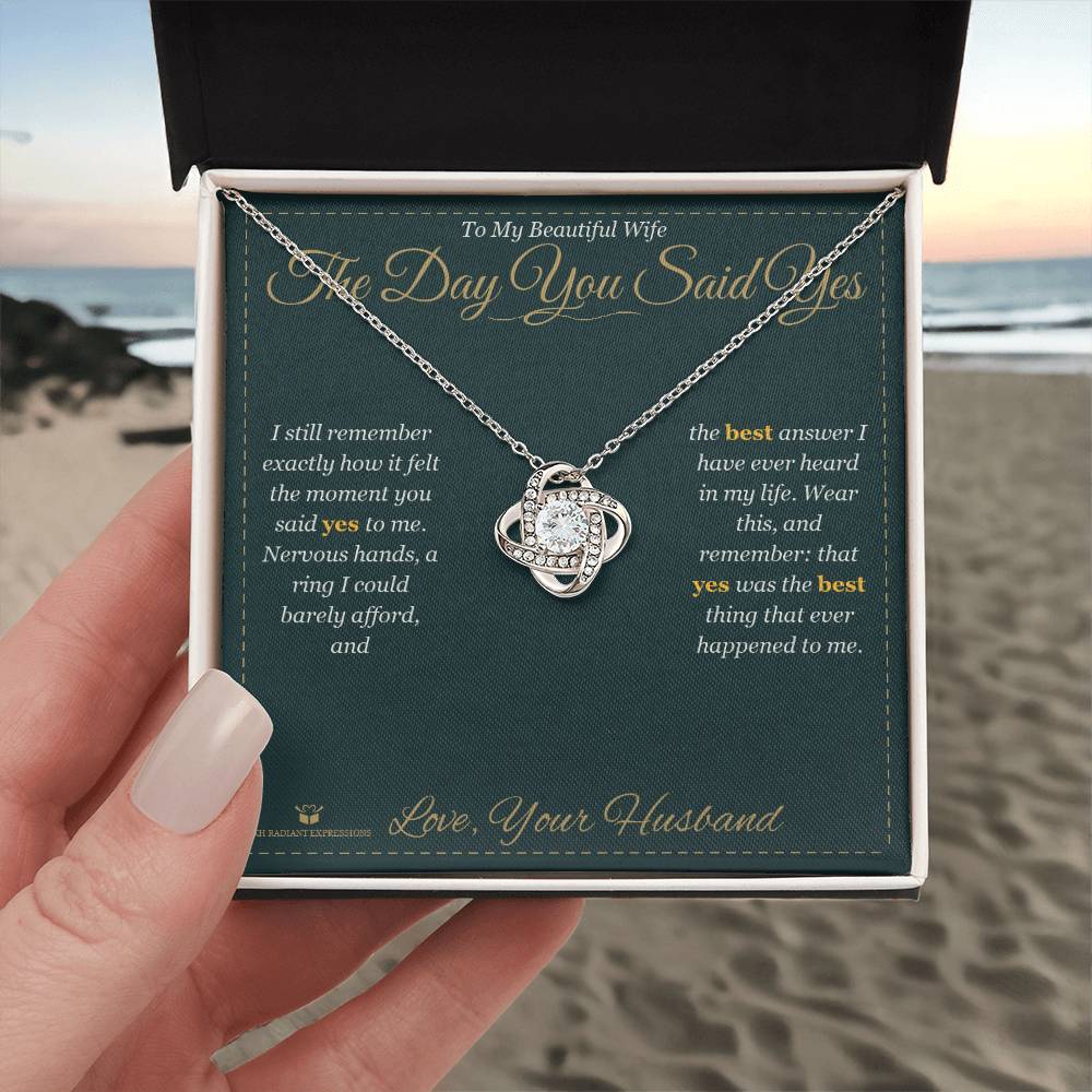 The Day You Said Yes - Love Knot Necklace for Wife - personalized keepsake gift from SKH Radiant Expressions