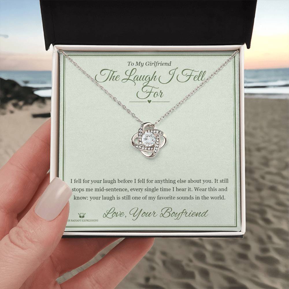 The Laugh I Fell For - Love Knot Necklace with Red Rose Box for Girlfriend