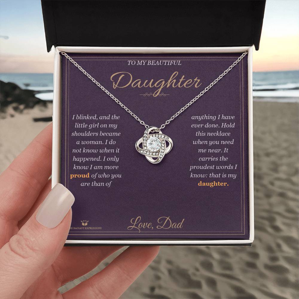 A Woman Now - Love Knot Necklace for Daughter - personalized keepsake gift from SKH Radiant Expressions
