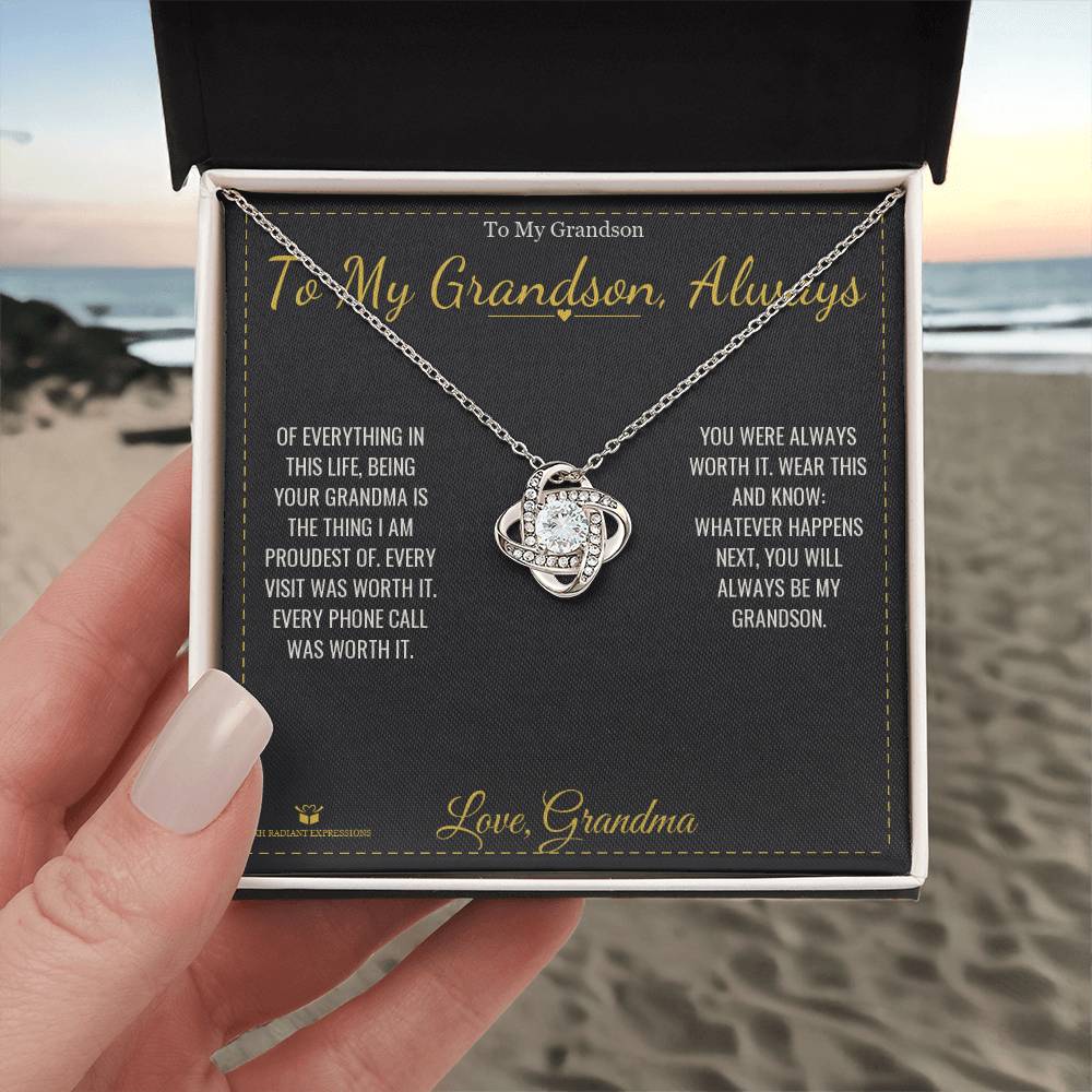 To My Grandson, Always - Love Knot Necklace for Grandson - personalized keepsake gift from SKH Radiant Expressions