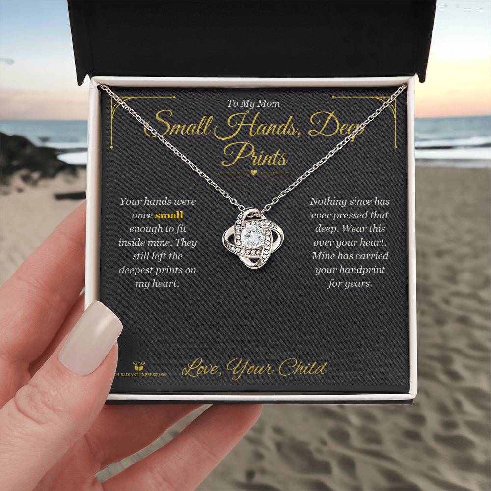 Small Hands, Deep Prints - Love Knot Necklace for Mom - personalized keepsake gift from SKH Radiant Expressions