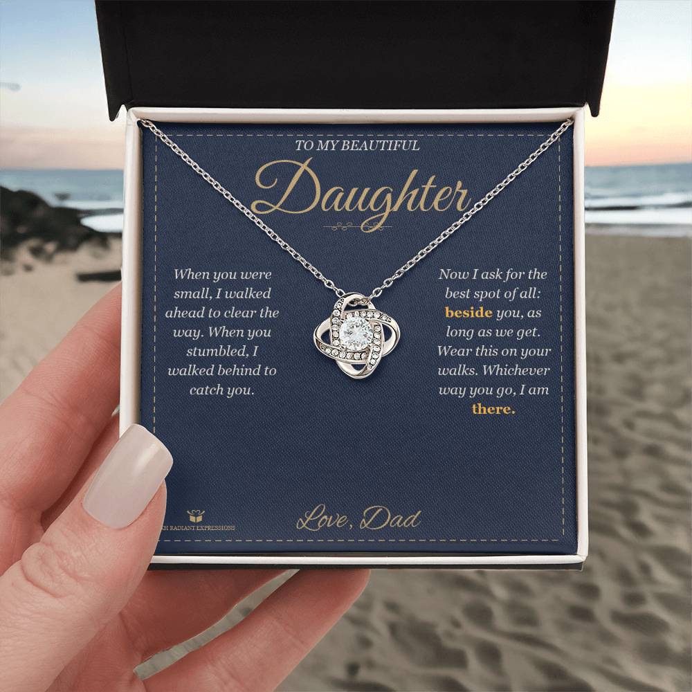 Beside You, Not Behind - Love Knot Necklace for Daughter - personalized keepsake gift from SKH Radiant Expressions