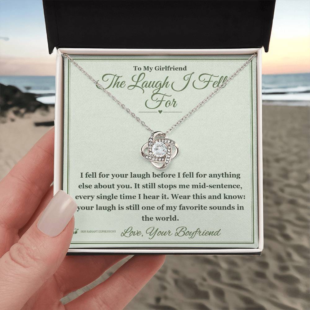 The Laugh I Fell For - Love Knot Necklace with Red Rose Box for Girlfriend