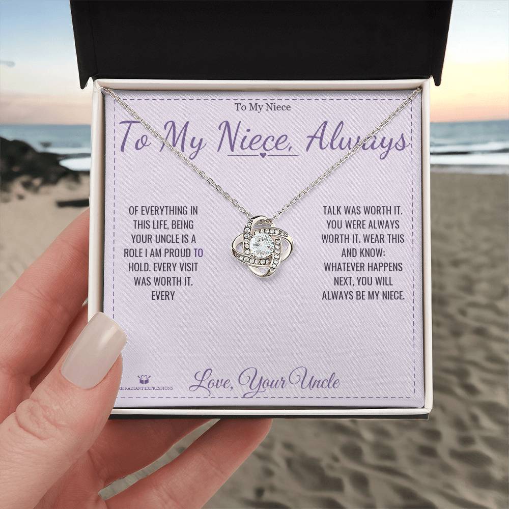 To My Niece, Always - Love Knot Necklace for Niece - personalized keepsake gift from SKH Radiant Expressions