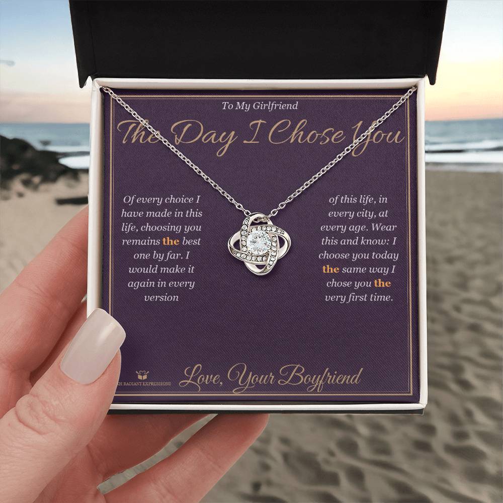 The Day I Chose You - Love Knot Necklace for Girlfriend - personalized keepsake gift from SKH Radiant Expressions