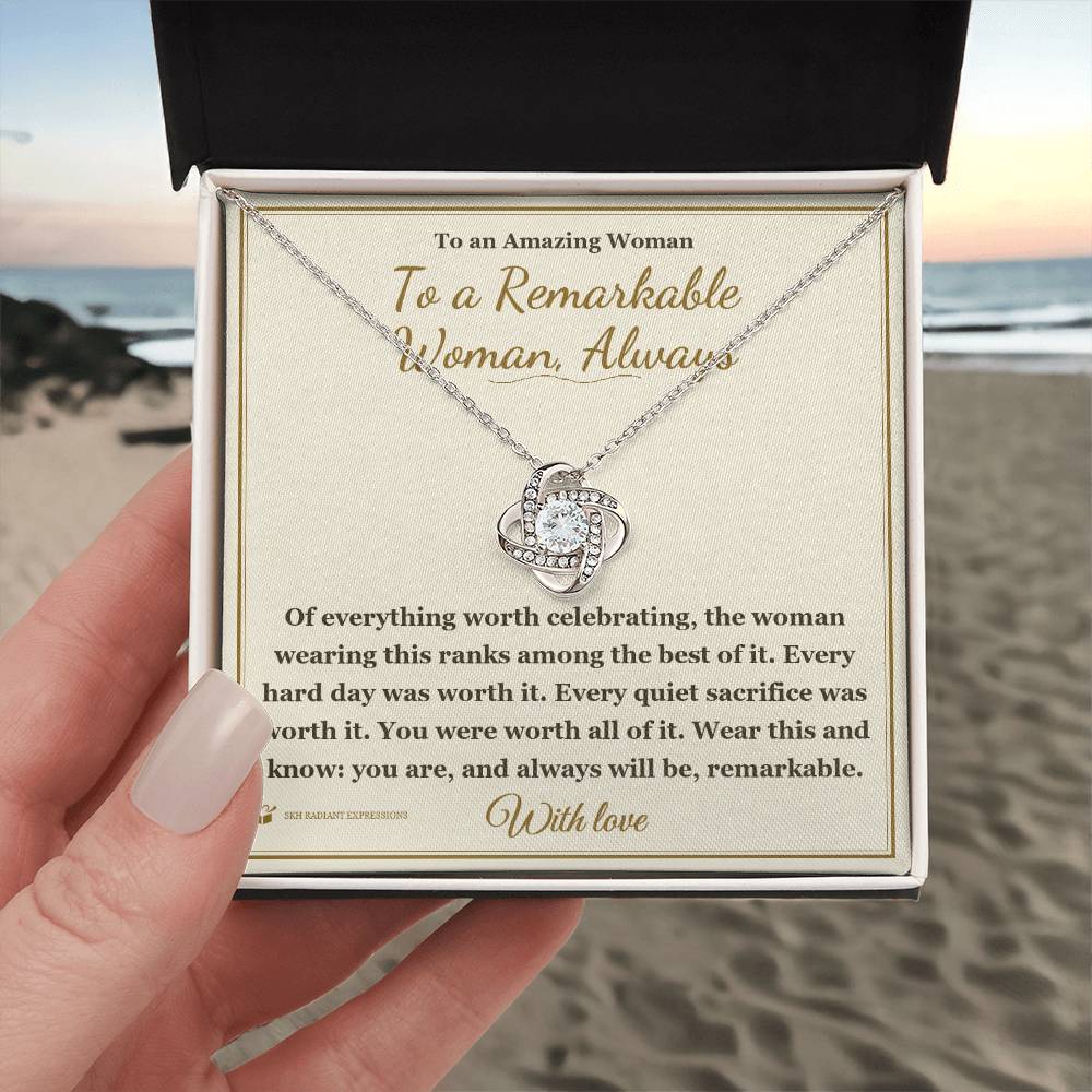 To a Remarkable Woman, Always - Love Knot Necklace for Her