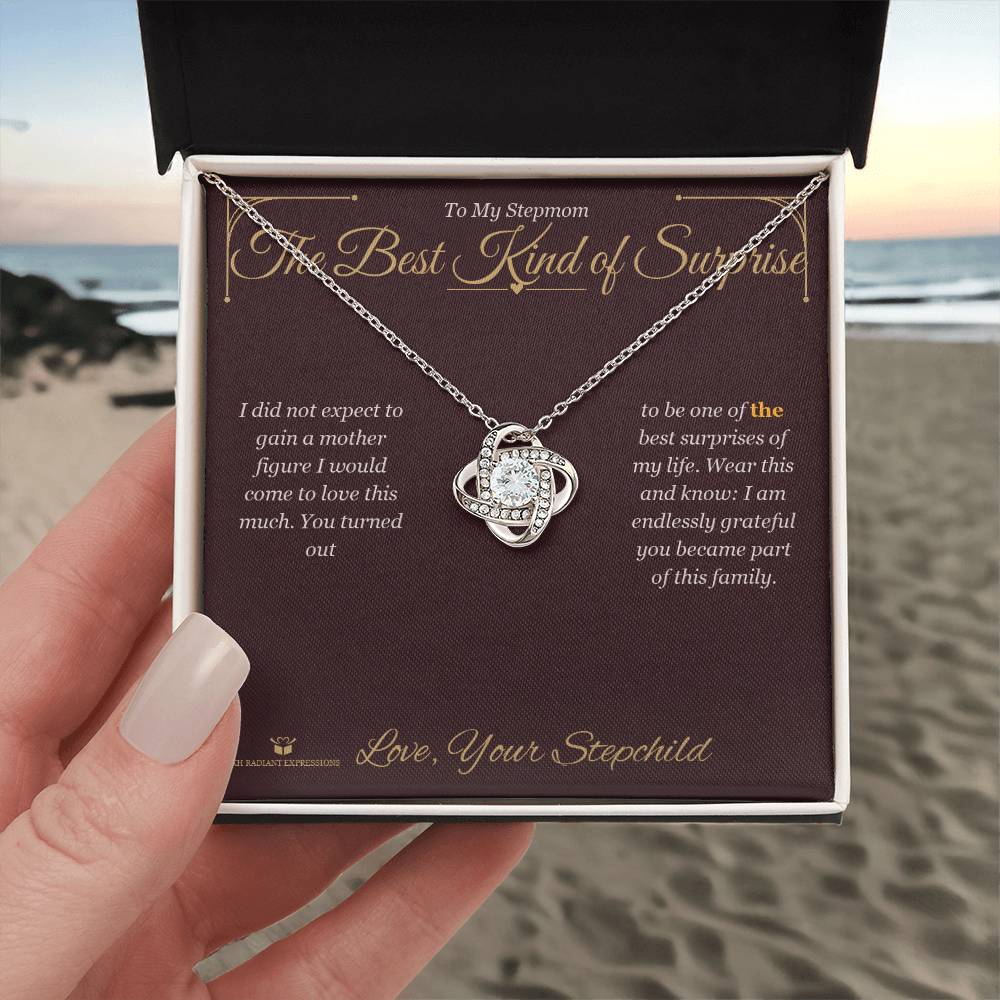 The Best Kind of Surprise - Love Knot Necklace for Stepmom - personalized keepsake gift from SKH Radiant Expressions