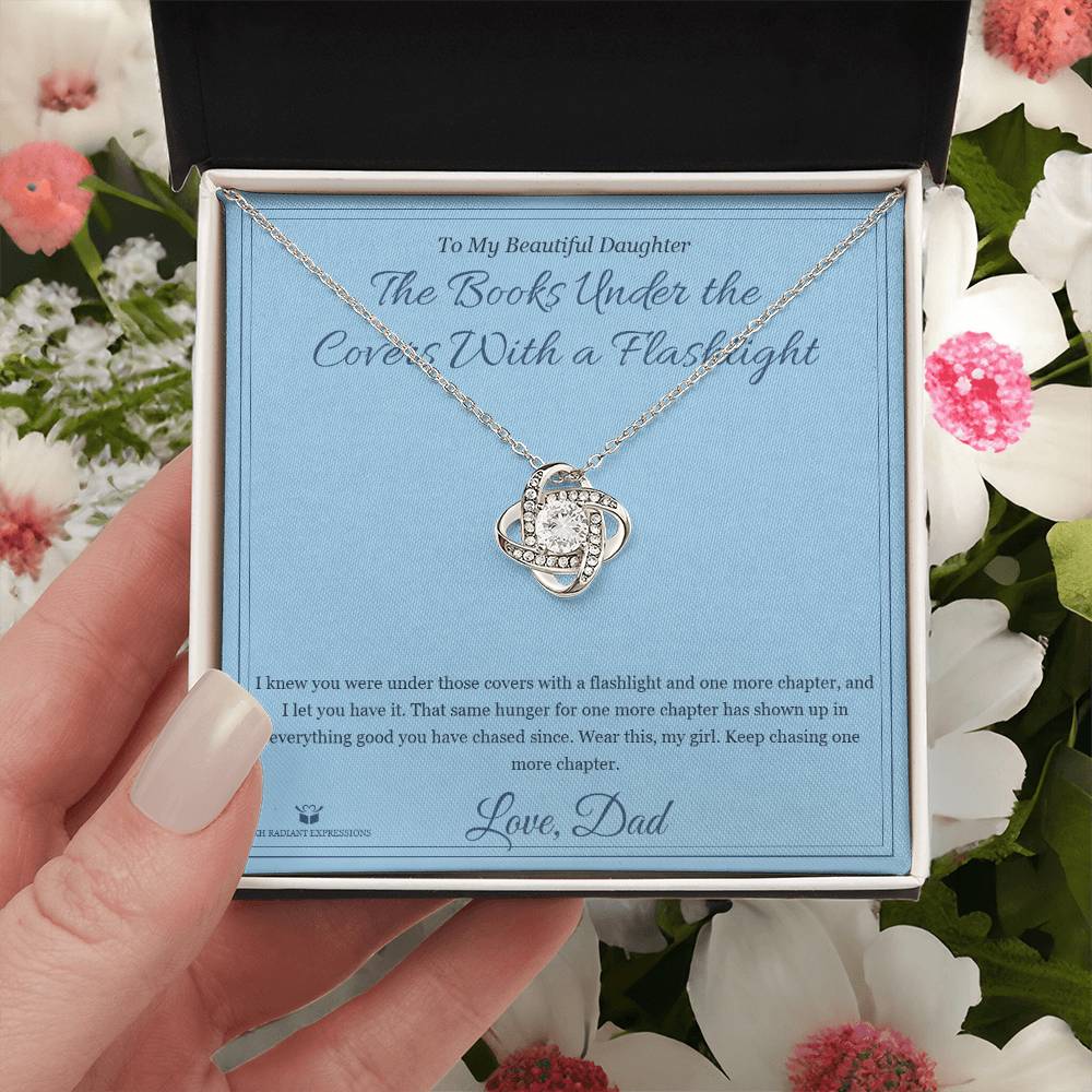 The Books Under the Covers With a Flashlight - Love Knot Necklace for Daughter