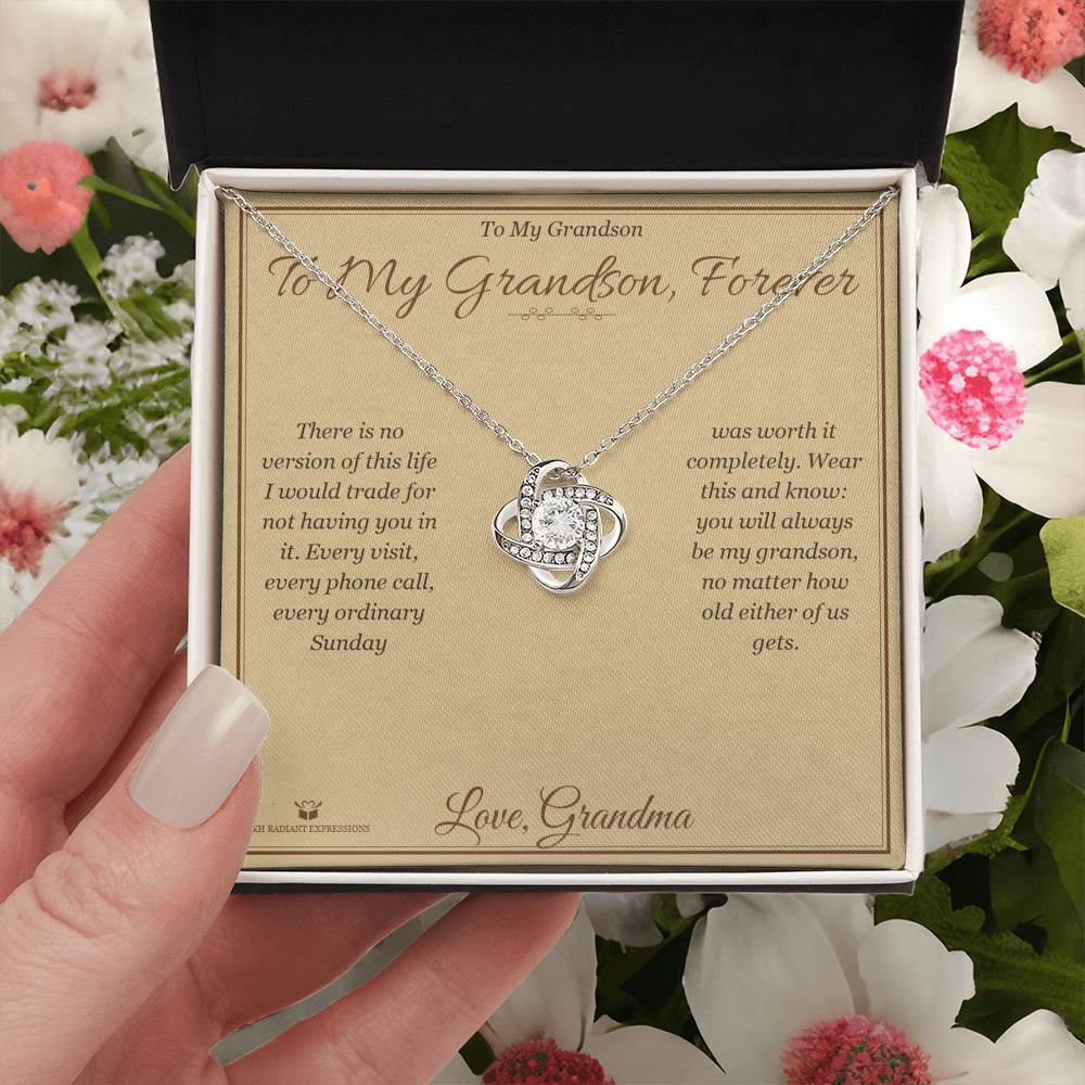 To My Grandson, Forever - Love Knot Necklace for Grandson