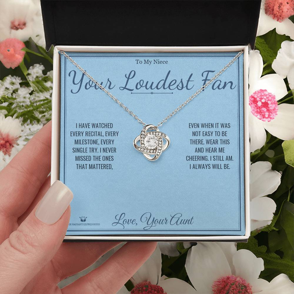 Your Loudest Fan - Love Knot Necklace for Niece - personalized keepsake gift from SKH Radiant Expressions