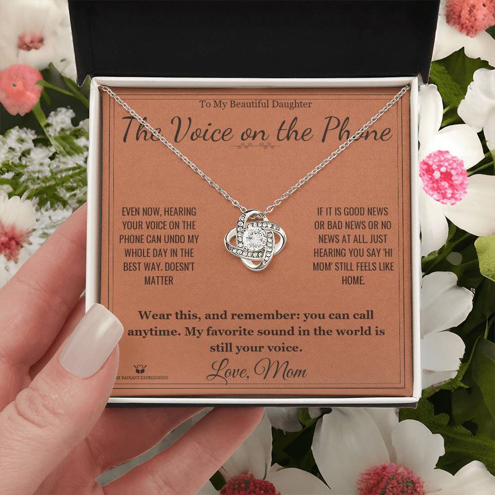 The Voice on the Phone - Love Knot Necklace for Daughter - personalized keepsake gift from SKH Radiant Expressions