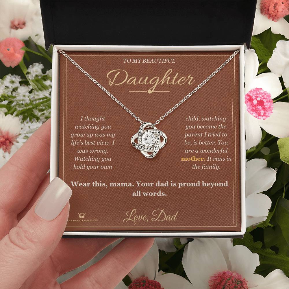 Watching You Become a Mother - Love Knot Necklace for Daughter - personalized keepsake gift from SKH Radiant Expressions