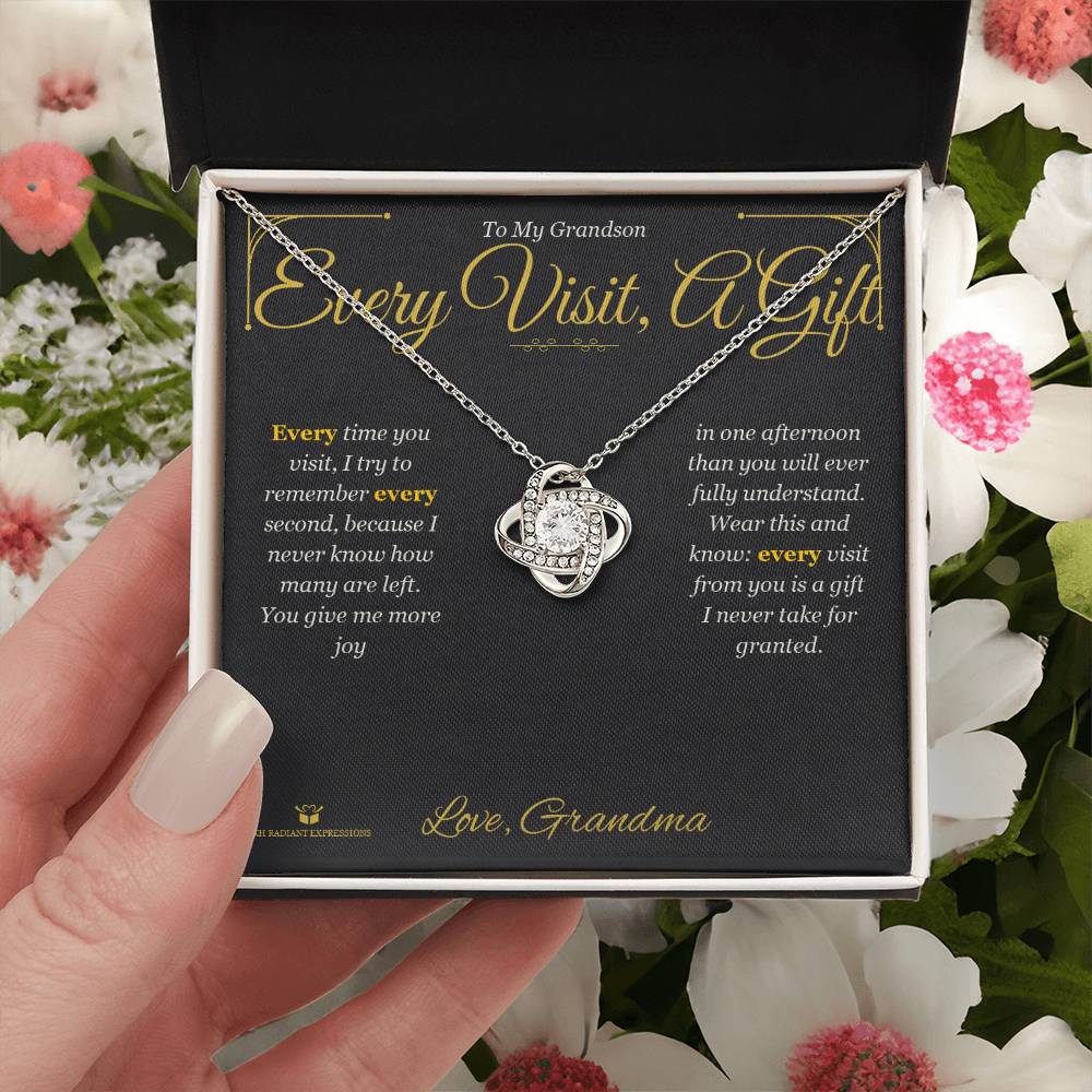 Every Visit, A Gift - Love Knot Necklace for Grandson