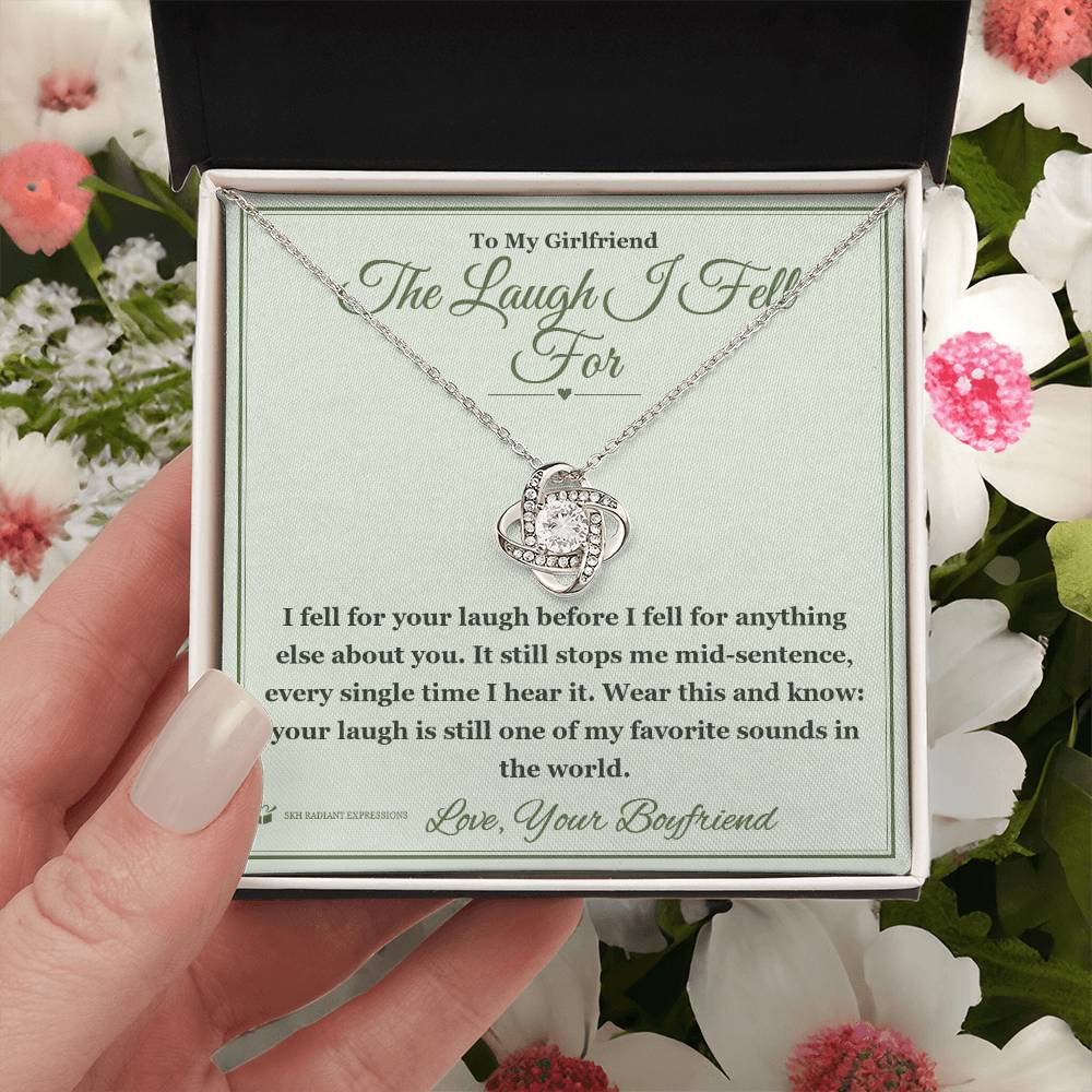 The Laugh I Fell For - Love Knot Necklace with Red Rose Box for Girlfriend