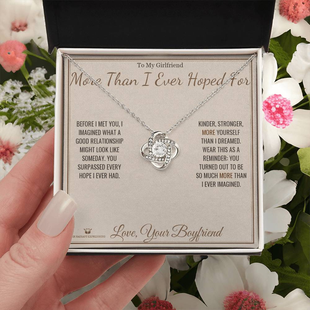 More Than I Ever Hoped For - Love Knot Necklace for Girlfriend - personalized keepsake gift from SKH Radiant Expressions