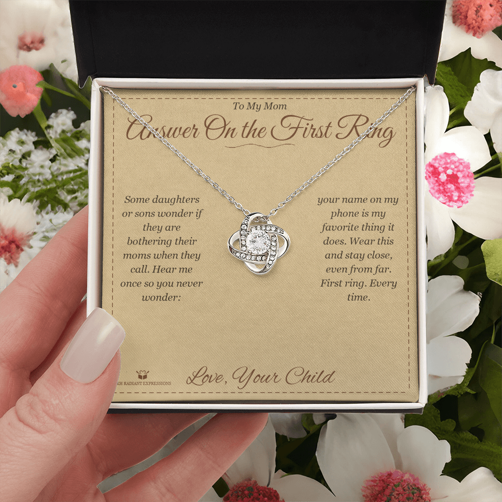 Answer On the First Ring - Love Knot Necklace for Mom