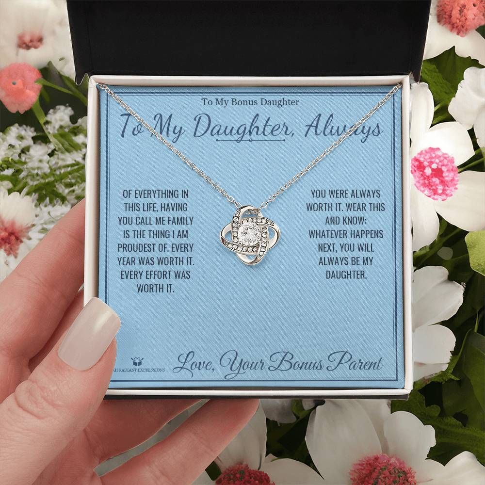 To My Daughter, Always - Love Knot Necklace for Stepdaughter - personalized keepsake gift from SKH Radiant Expressions