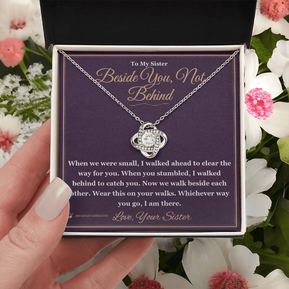 Beside You, Not Behind - Love Knot Necklace for Sister