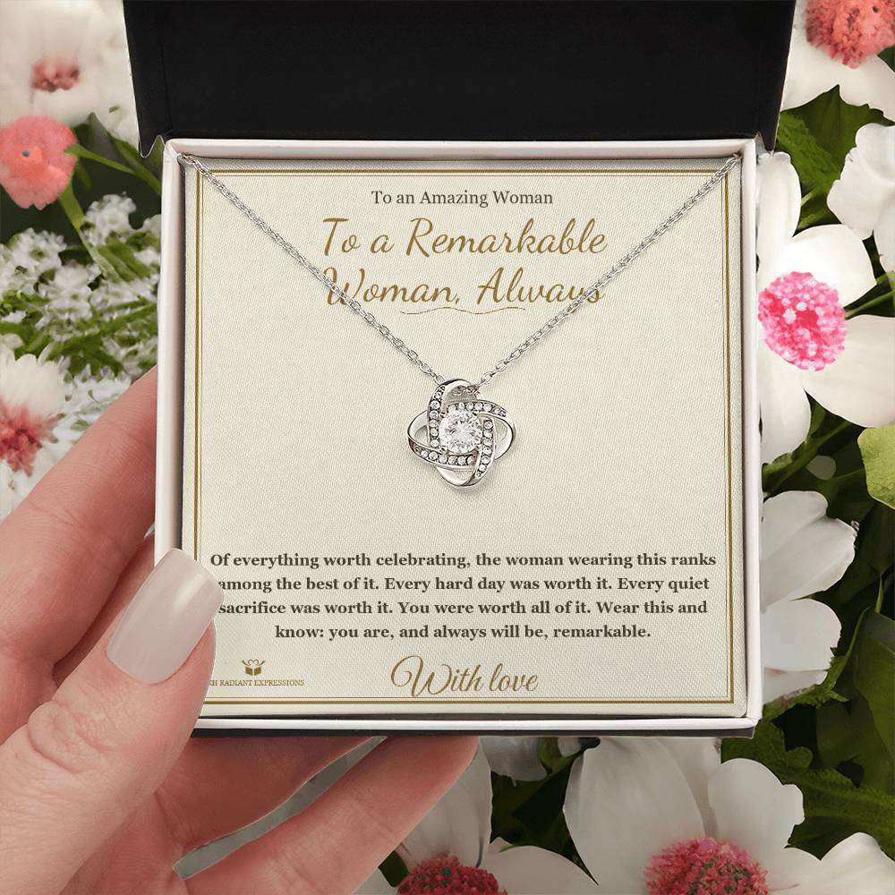 To a Remarkable Woman, Always - Love Knot Necklace for Her