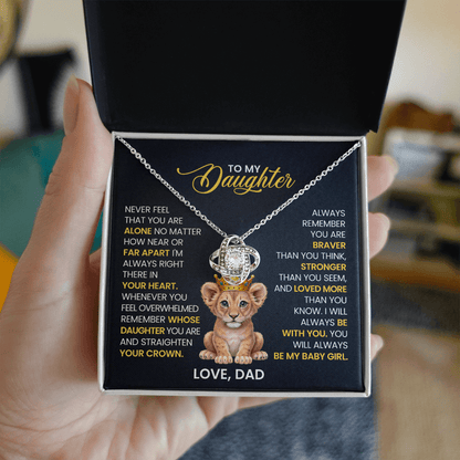Engraved Love Knot Necklace with message for daughter from dad