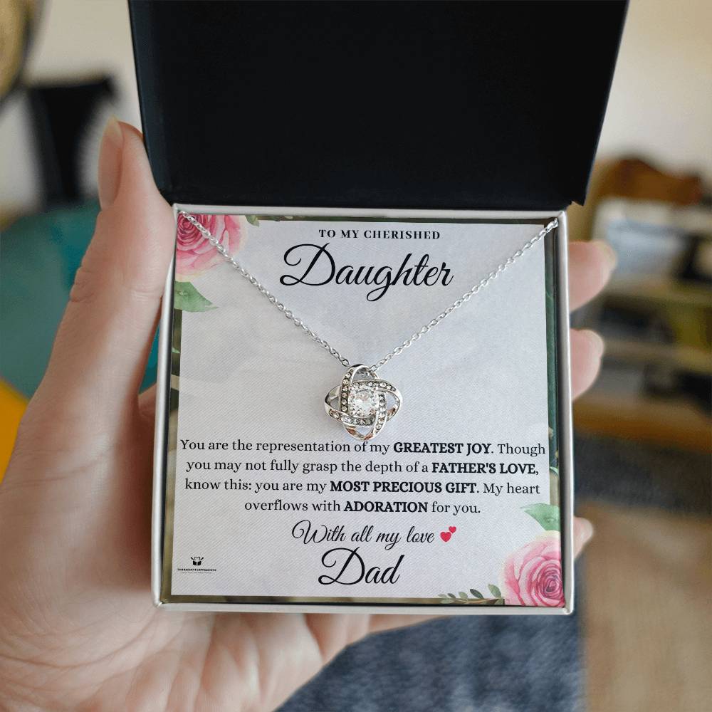 A Father's Adoration: Honoring His Cherished Daughter - Love Knot Necklace