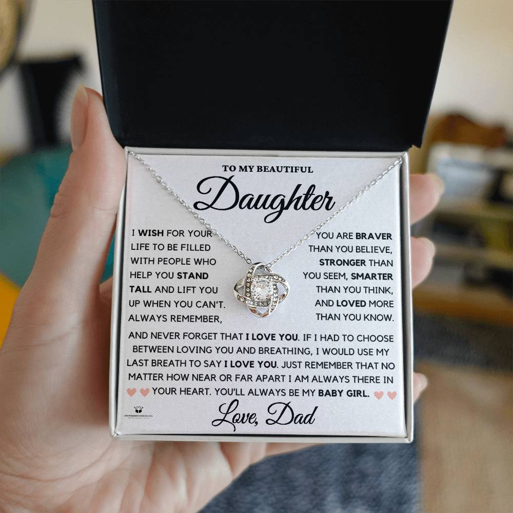 To My Daughter: You'll Always Be My Baby Girl – A Father's Eternal Love | Love Knot Necklace