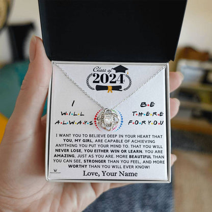 Engraved Love Knot Necklace with message for her