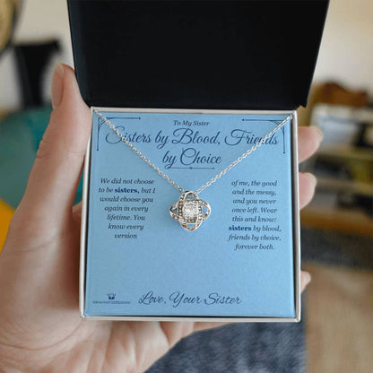 Engraved Love Knot Necklace keepsake for sister
