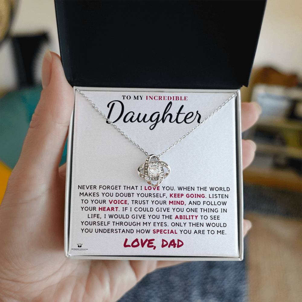 Believe in Yourself: A Father's Guidance for His Daughter - Love Knot Necklace