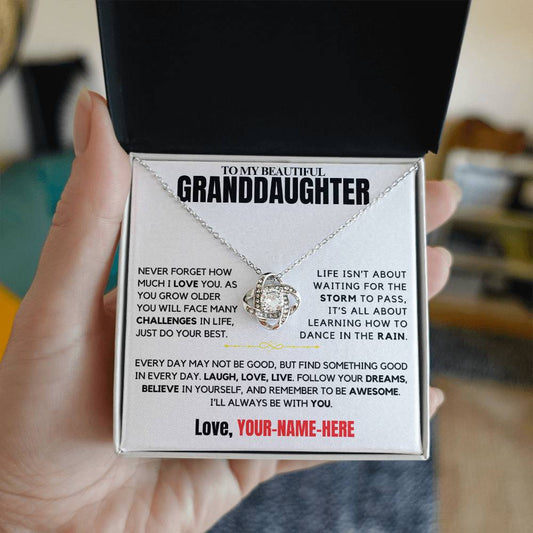 To My Beautiful Granddaughter - Never Forget That I Love You - Grandma - Grandpa - Love Knot Necklace