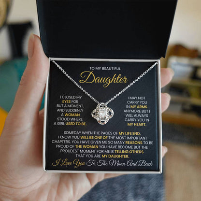 Engraved Love Knot Necklace with message for them
