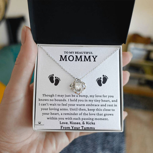 To My Beautiful Mommy - A Precious Message from Your Little One - Love Knot Necklace