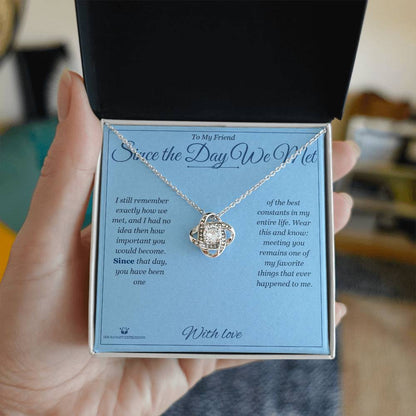 Engraved Love Knot Necklace keepsake for friend