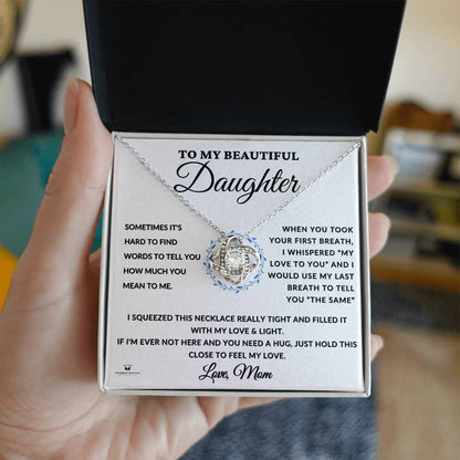 Personalized Love Knot Daughter Necklace with Message Card for her