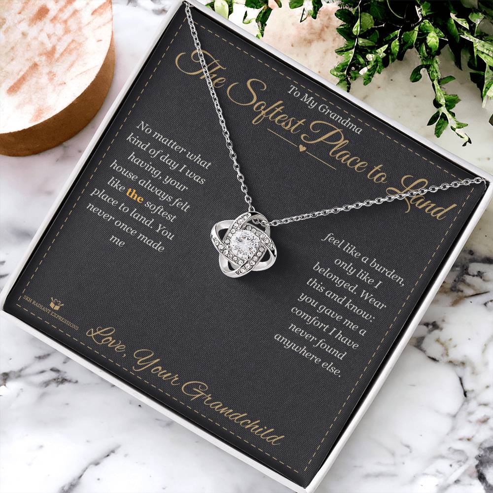 The Softest Place to Land - Love Knot Necklace for Grandmother - personalized keepsake gift from SKH Radiant Expressions