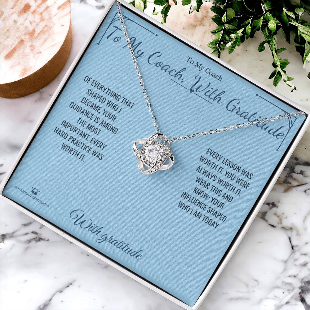To My Coach, With Gratitude - Love Knot Necklace for Coach - personalized keepsake gift from SKH Radiant Expressions