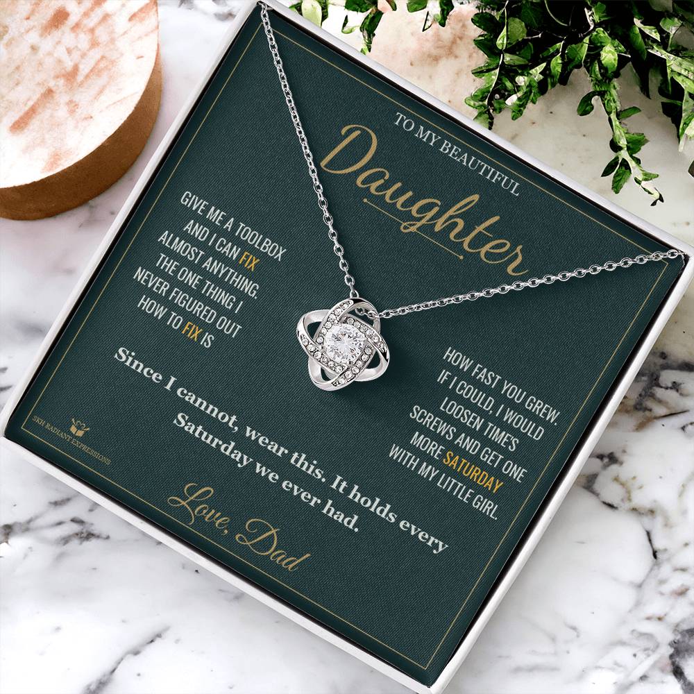 I Can Fix Anything But Time - Love Knot Necklace for Daughter