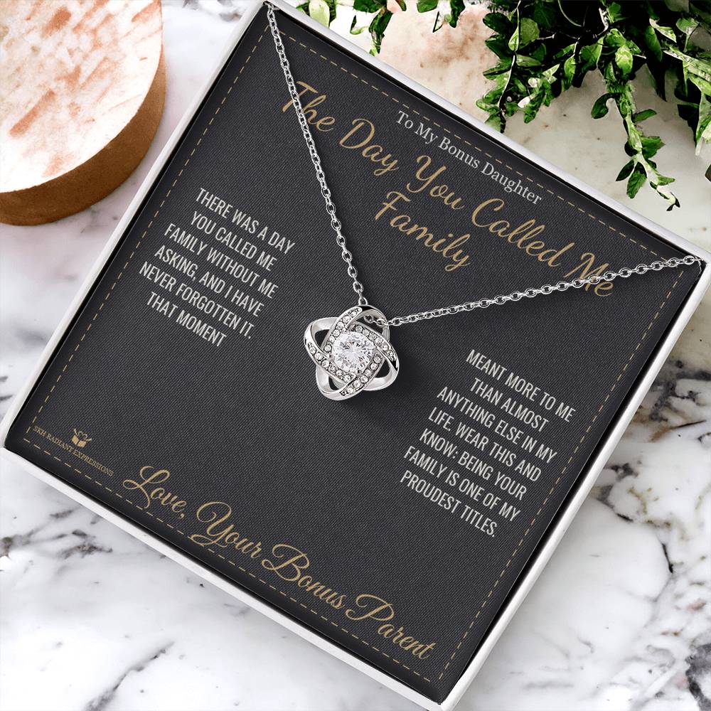 The Day You Called Me Family - Love Knot Necklace for Stepdaughter