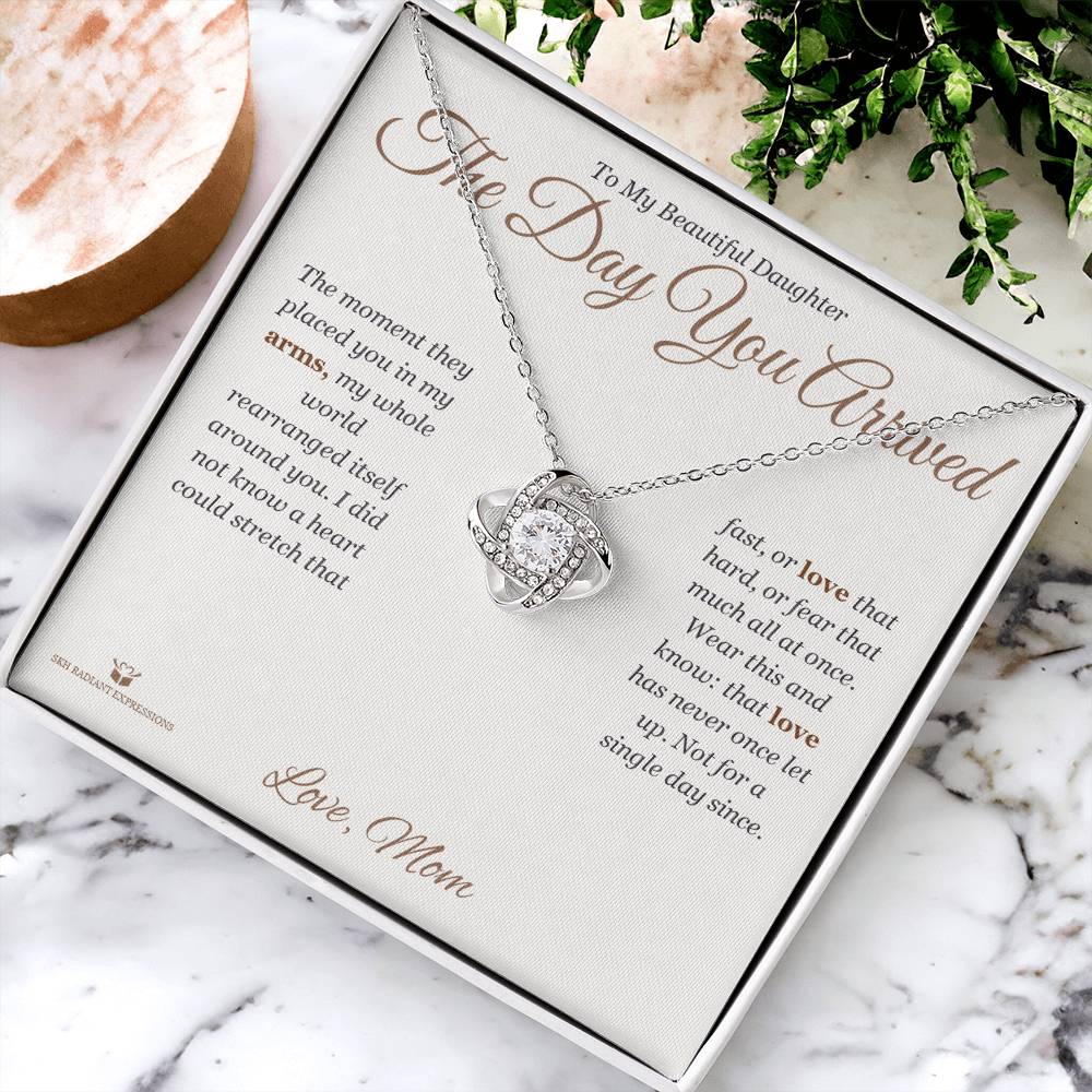 The Day You Arrived - Love Knot Necklace for Daughter