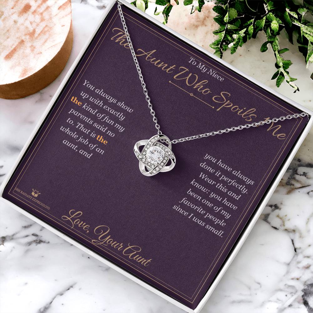 The Aunt Who Spoils Me - Love Knot Necklace for Niece - personalized keepsake gift from SKH Radiant Expressions