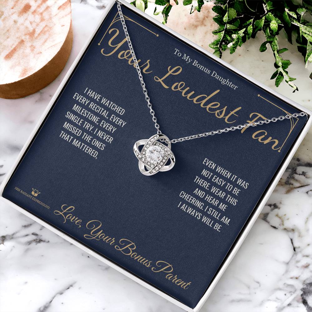 Your Loudest Fan - Love Knot Necklace for Stepdaughter - personalized keepsake gift from SKH Radiant Expressions