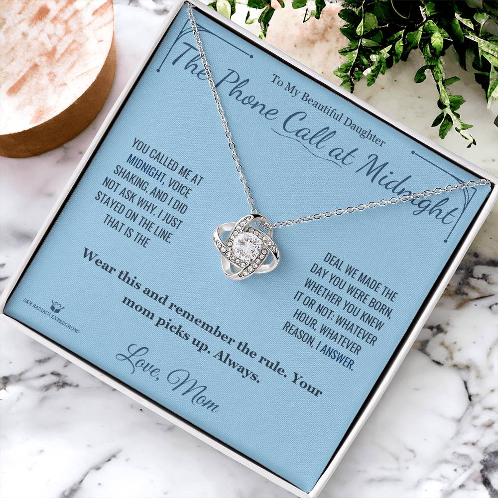 The Phone Call at Midnight - Love Knot Necklace for Daughter - personalized keepsake gift from SKH Radiant Expressions
