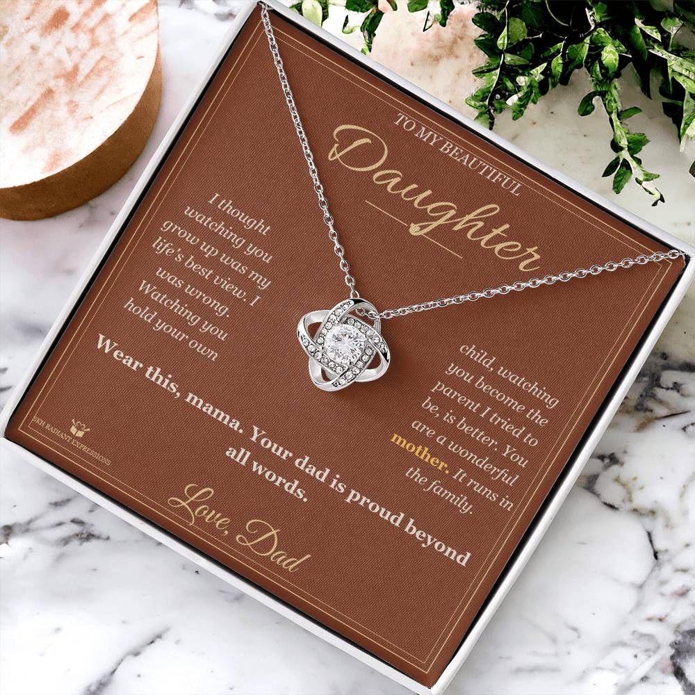 Watching You Become a Mother - Love Knot Necklace for Daughter - personalized keepsake gift from SKH Radiant Expressions
