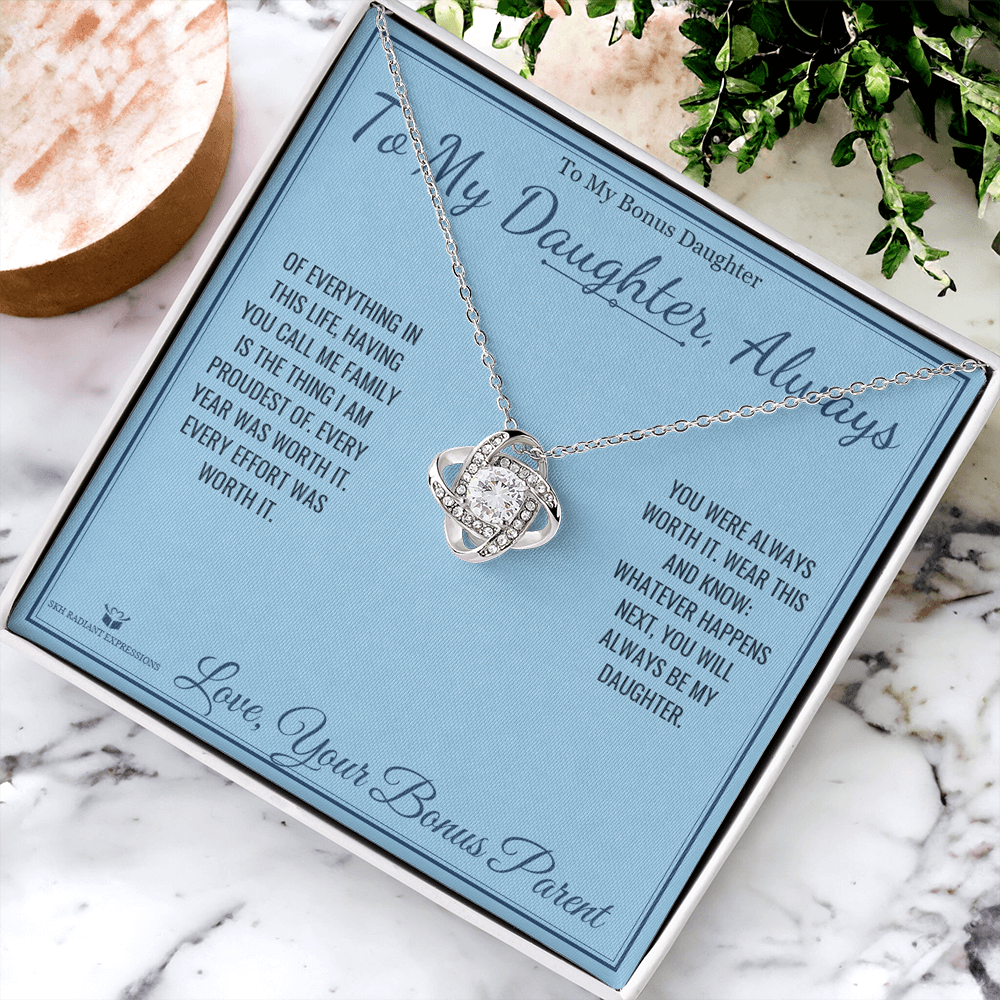 To My Daughter, Always - Love Knot Necklace for Stepdaughter